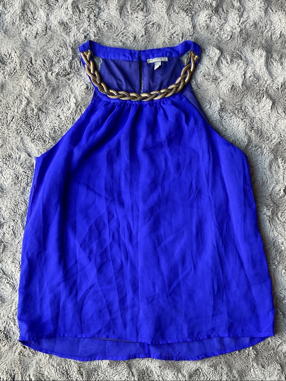 Royal Blue Chain-Trim Halter Top